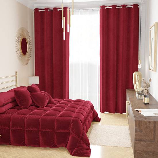 PETTI Tenda a Pannello in Velluto per Interni con Anelli, 140x280 cm, Bordeaux Duty-free