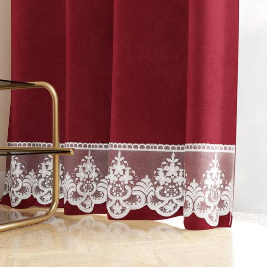 PETTI Tenda a Pannello in Velluto per Interni con Anelli e Pizzo Rebrodè, 140x280 cm, Bordeaux by Sissy 50% di sconto per tempo limitato