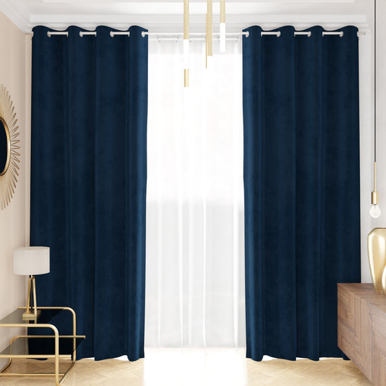 PETTI Tenda a Pannello in Velluto per Interni con Anelli, 140x280 cm, Blu