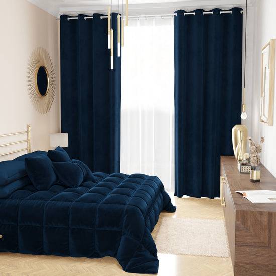 PETTI Tenda a Pannello in Velluto per Interni con Anelli, 140x280 cm, Blu Sconti questo mese