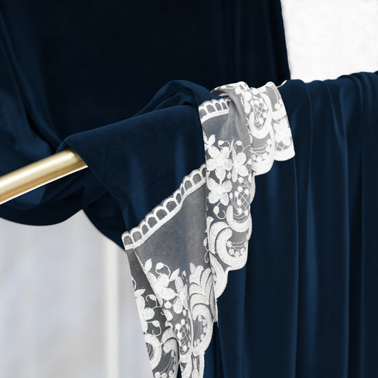 PETTI Tenda a Pannello in Velluto per Interni con Anelli e Pizzo Rebrodè, 140x280 cm, Blu by Sissy 2025