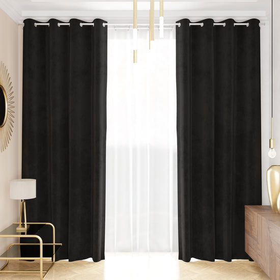 PETTI Tenda a Pannello in Velluto per Interni con Anelli, 140x280 cm, Nero