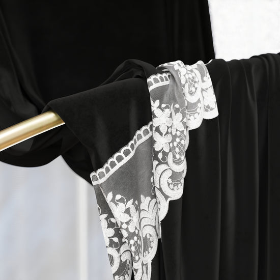 PETTI Tenda a Pannello in Velluto per Interni con Anelli e Pizzo Rebrodè, 140x280 cm, Nero by Sissy Italia