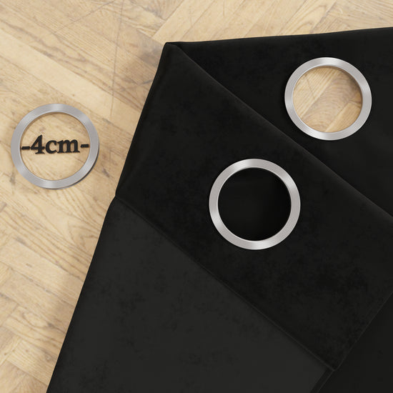 PETTI Tenda a Pannello in Velluto per Interni con Anelli e Pizzo Rebrodè, 140x280 cm, Nero by Sissy Italia