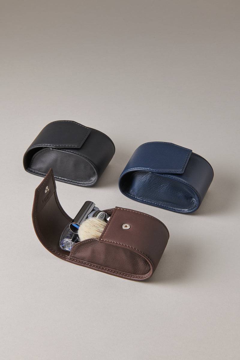 Lorenzi Milano Set rasoio pennello barba viaggio in Nichel nero Vendite Flash