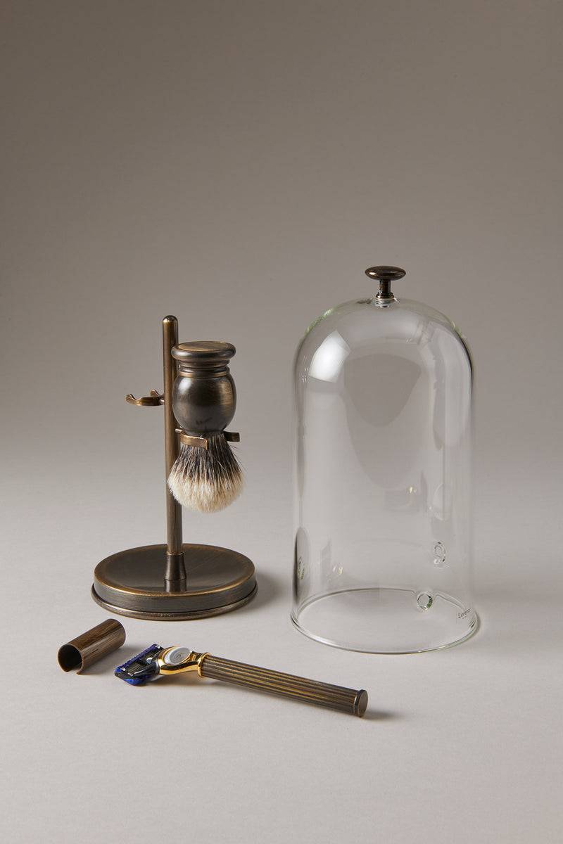 Lorenzi Milano Set barba toilette con campana in Ottone anticato Fornitura limitata