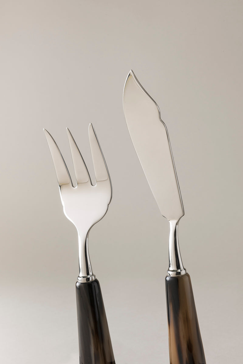 Lorenzi Milano Coppia posate servizio pesce in Zebu Super Saving Price