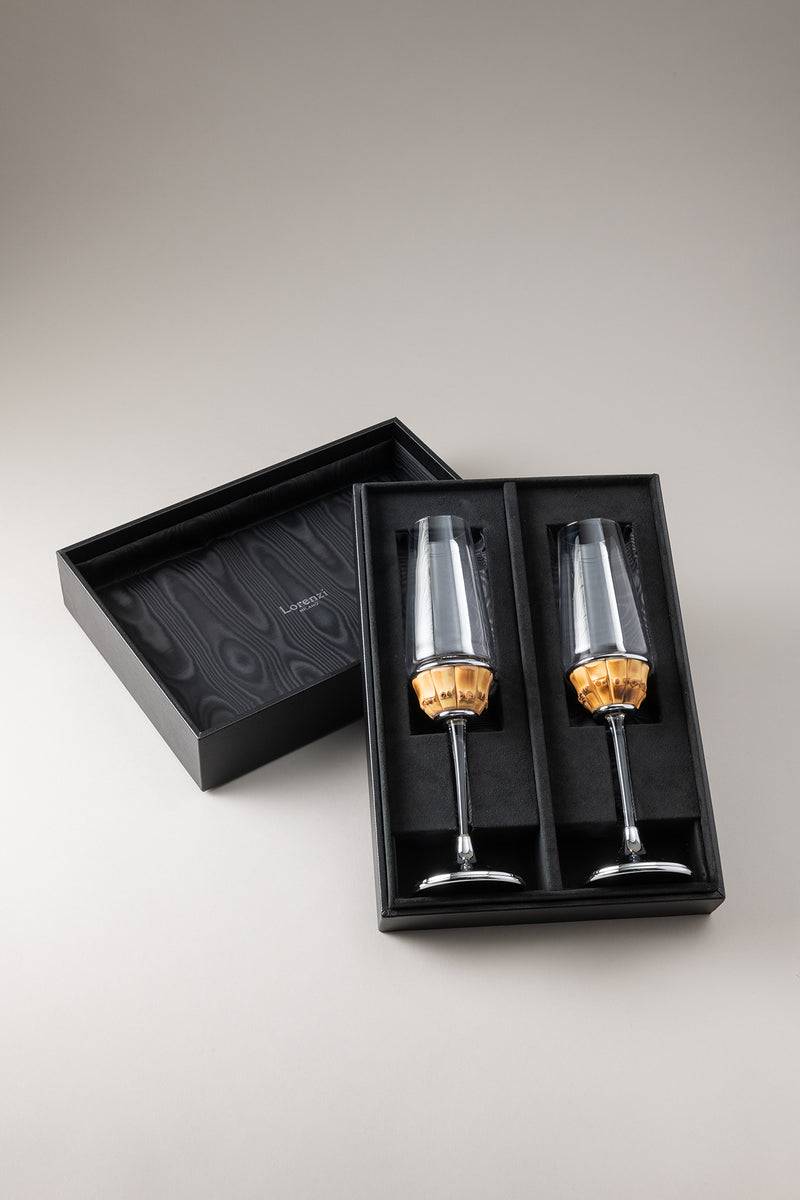 Lorenzi Milano Coppia flute champagne in Bambù Online
