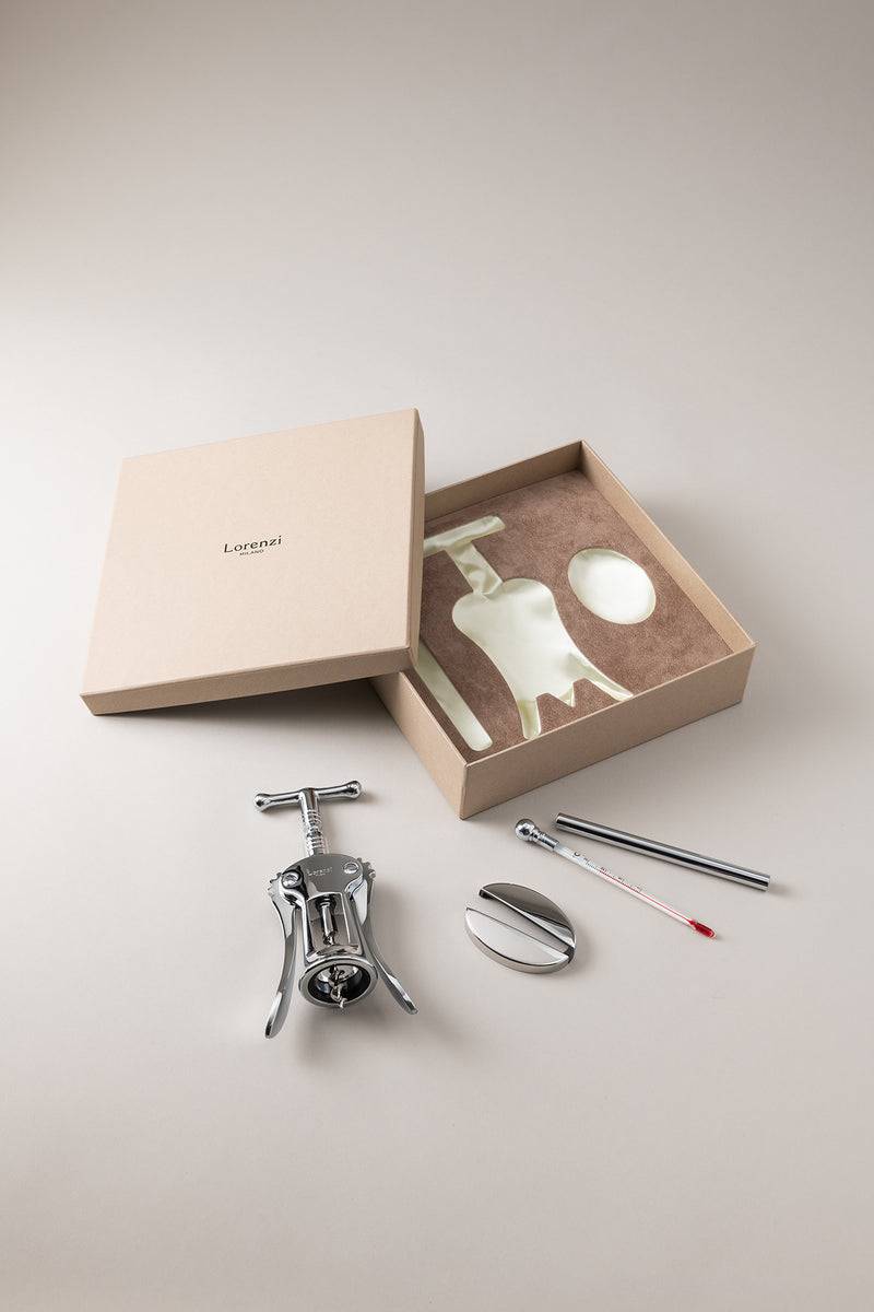 Lorenzi Milano Set vino piccolo in Ottone cromato Trasporto libero internazionale