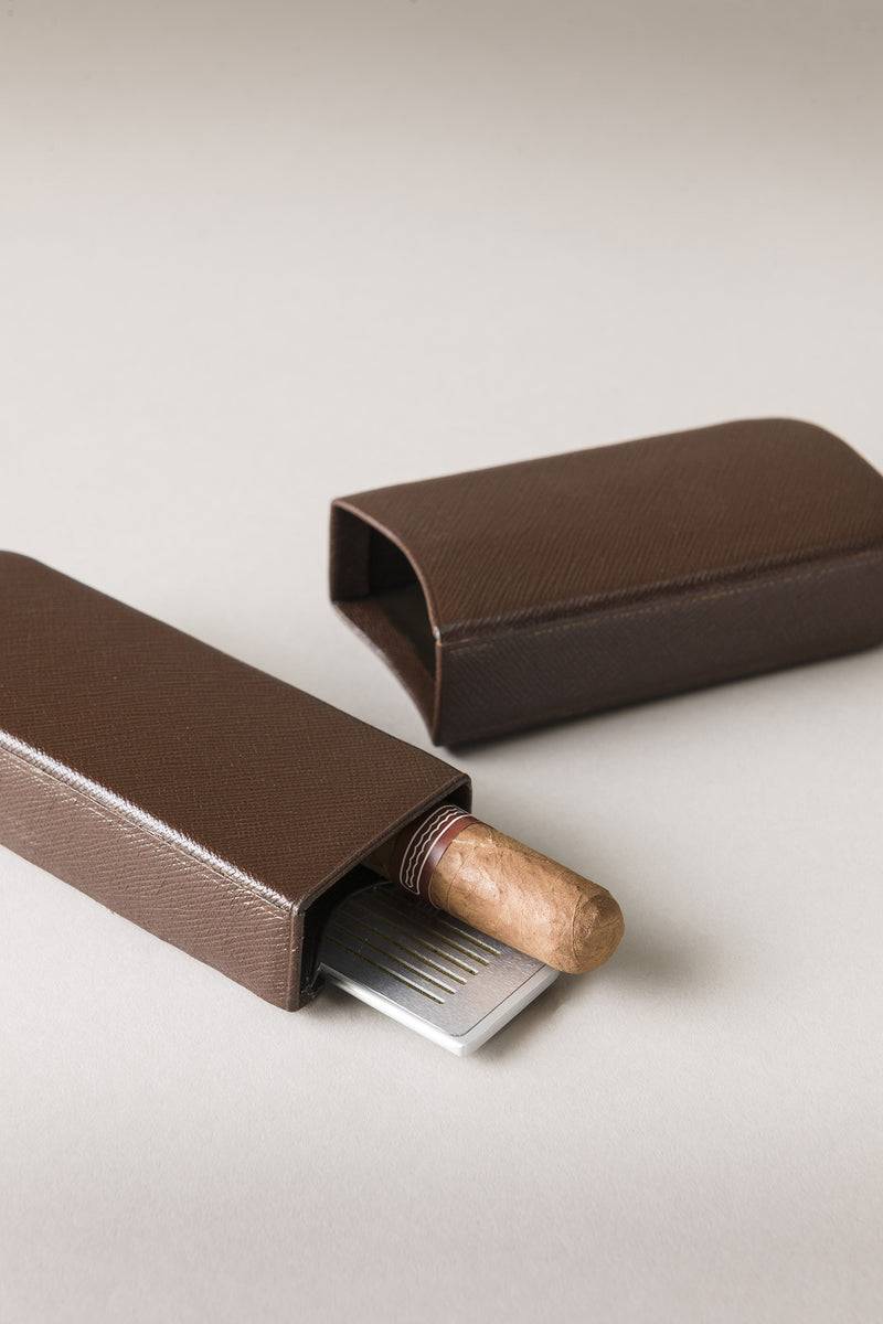 Lorenzi Milano Porta sigari per due 'Robusto' in Saffiano Rilascio limitato