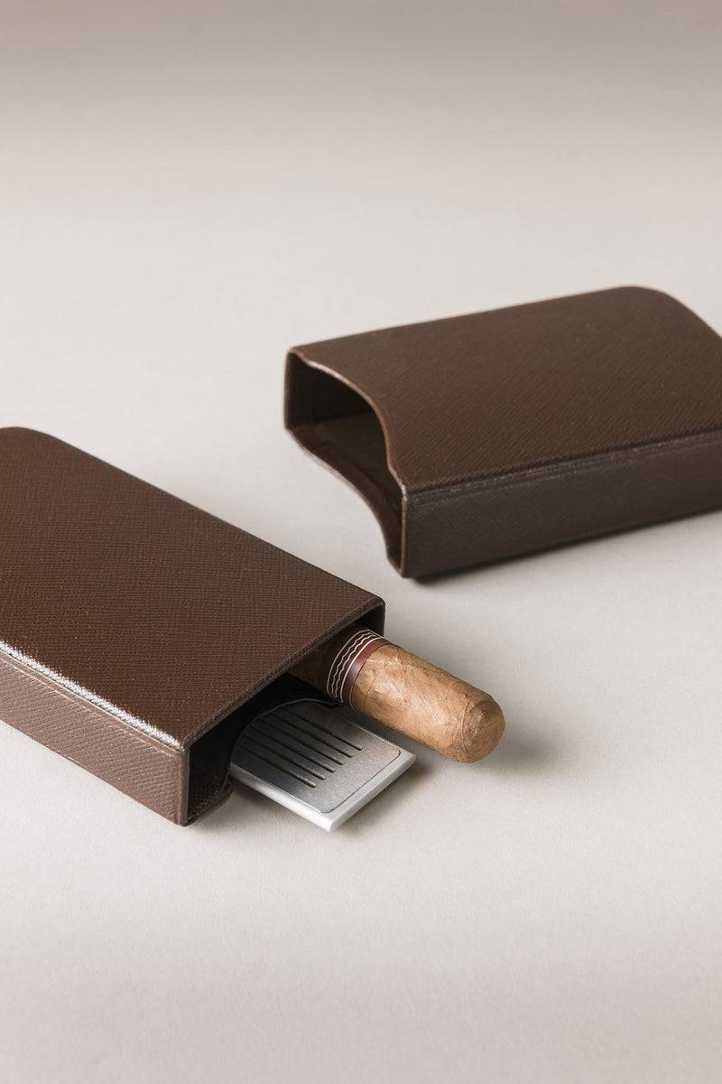 Lorenzi Milano Porta sigari per tre 'Robusto' in Saffiano Ultimi tre giorni