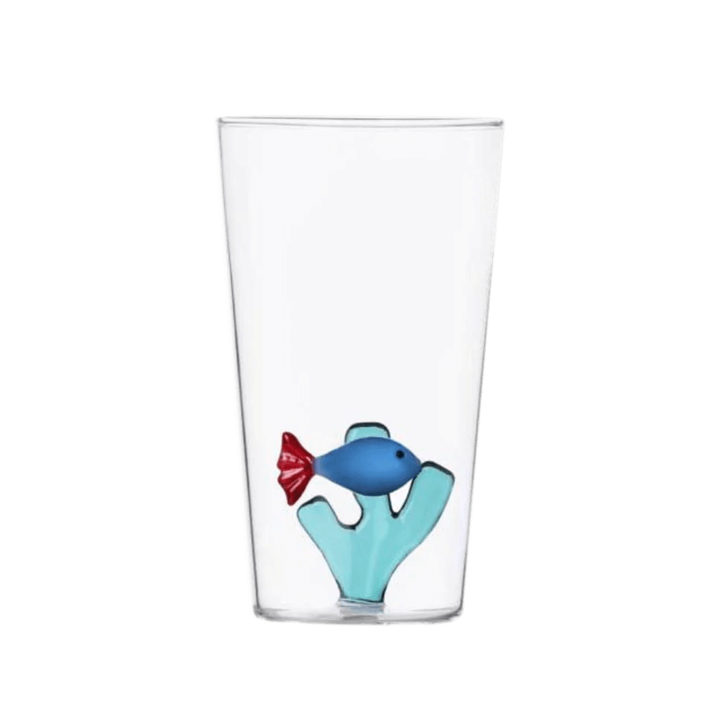 Sbam Design Bicchiere di vetro Long drink con pesciolino – Marine Garden Presa