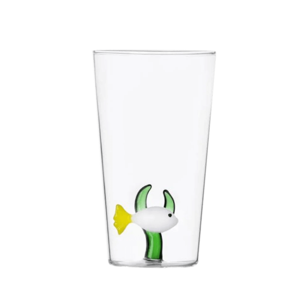 Sbam Design Bicchiere di vetro Long drink con pesciolino – Marine Garden Presa