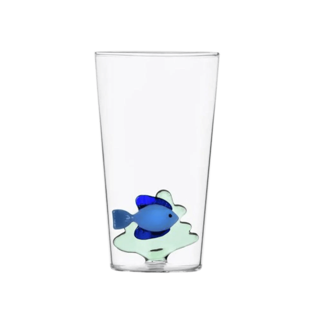 Sbam Design Bicchiere di vetro Long drink con pesciolino – Marine Garden Presa