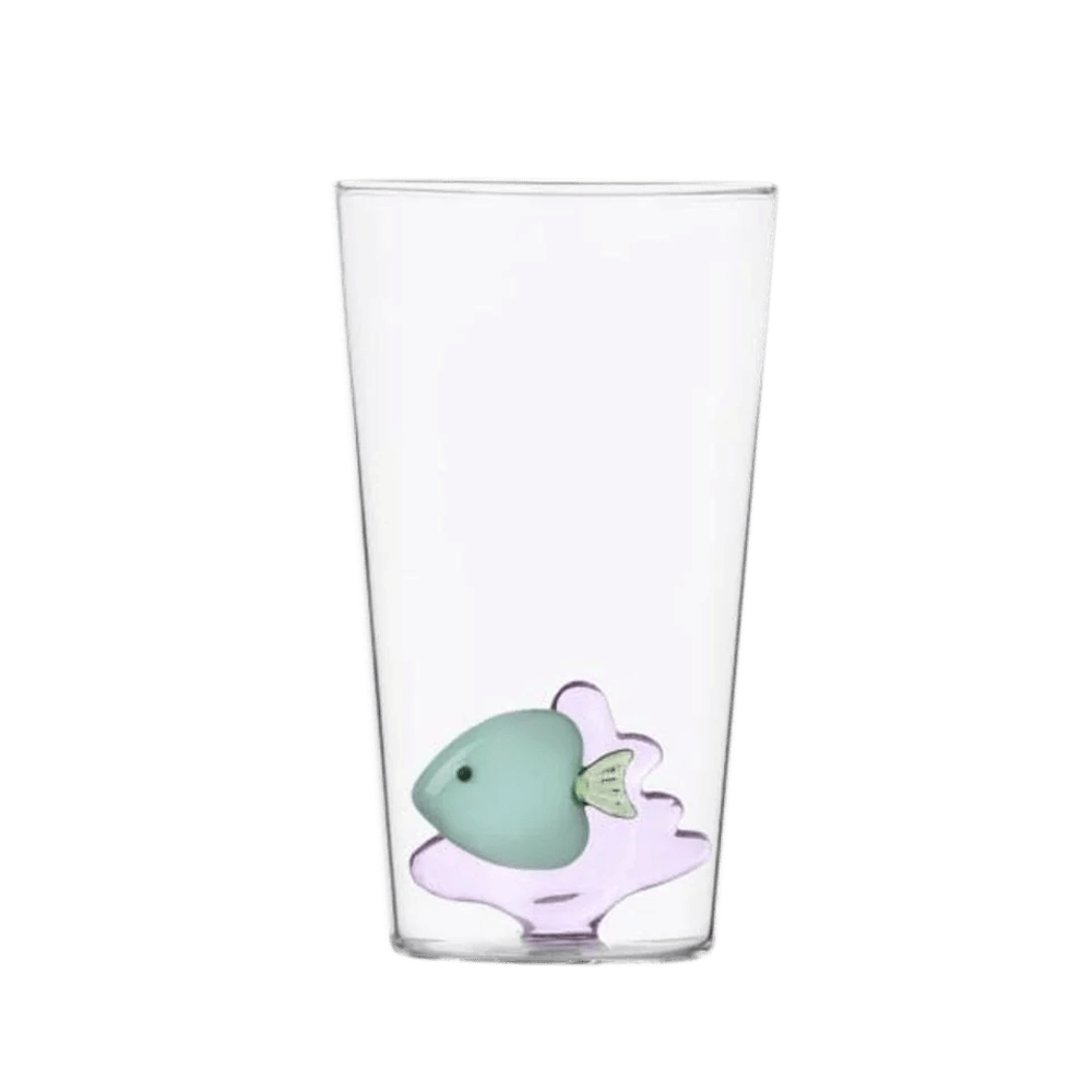 Sbam Design Bicchiere di vetro Long drink con pesciolino – Marine Garden Presa