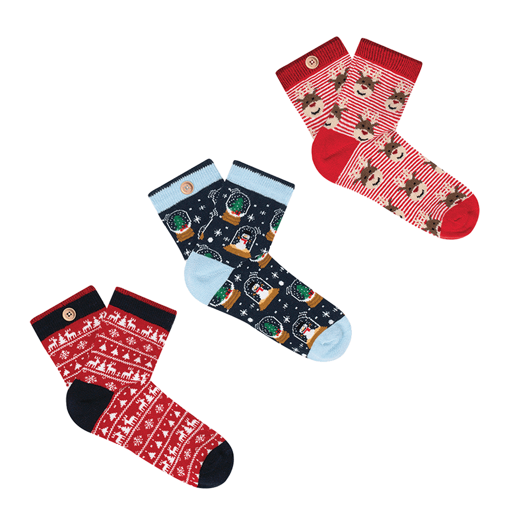 Sbam Design Box di 3 Calze in cotone kids- Let it snow
