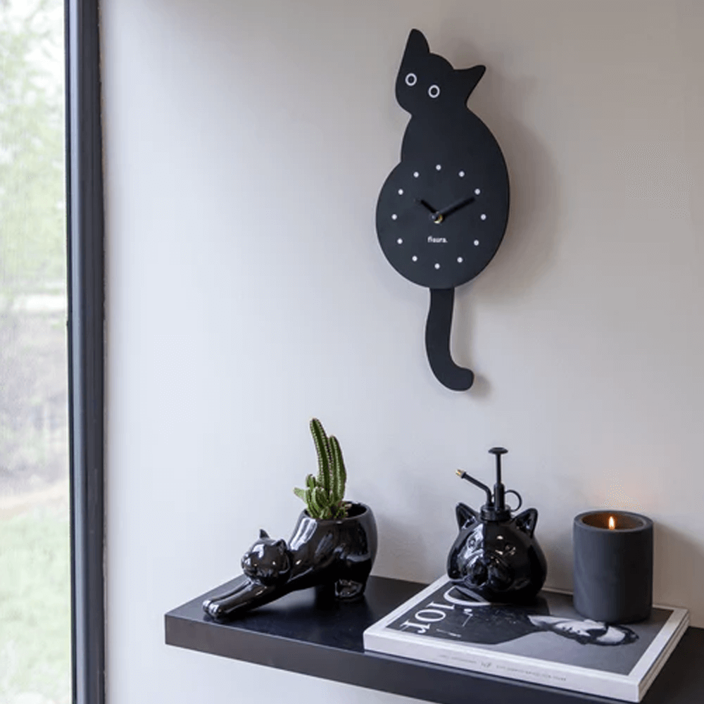 Sbam Design Orologio da parete – Gatto nero 2025