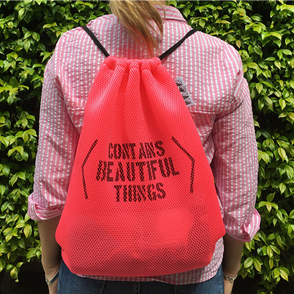 Sbam Design Zainetto in tessuto rosa “Contains Beautiful Things” Negozi Online