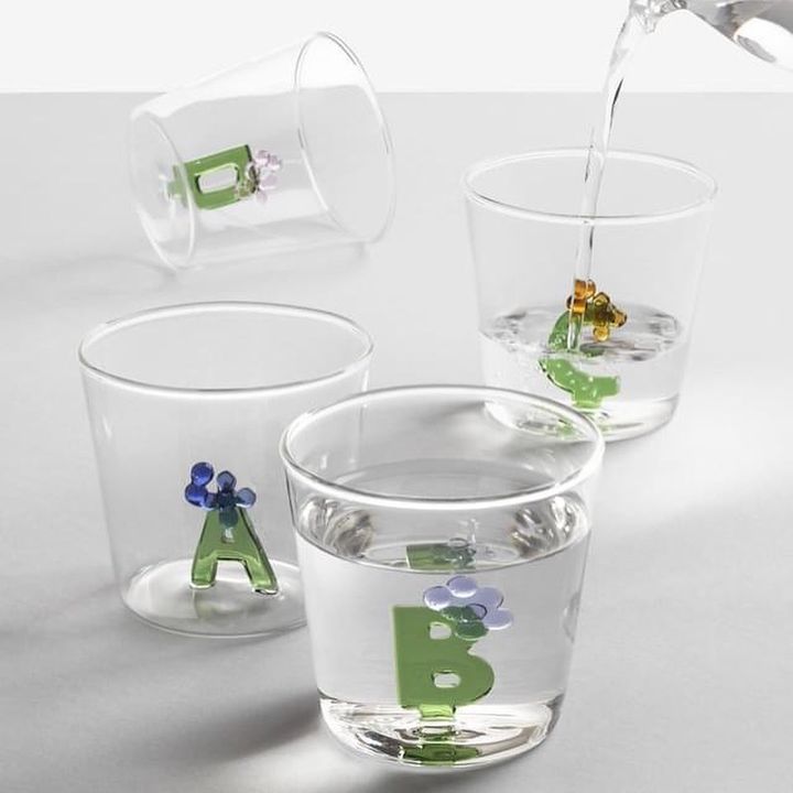 Sbam Design Tumbler Alfabeto Fiorito – bicchiere in vetro Presa