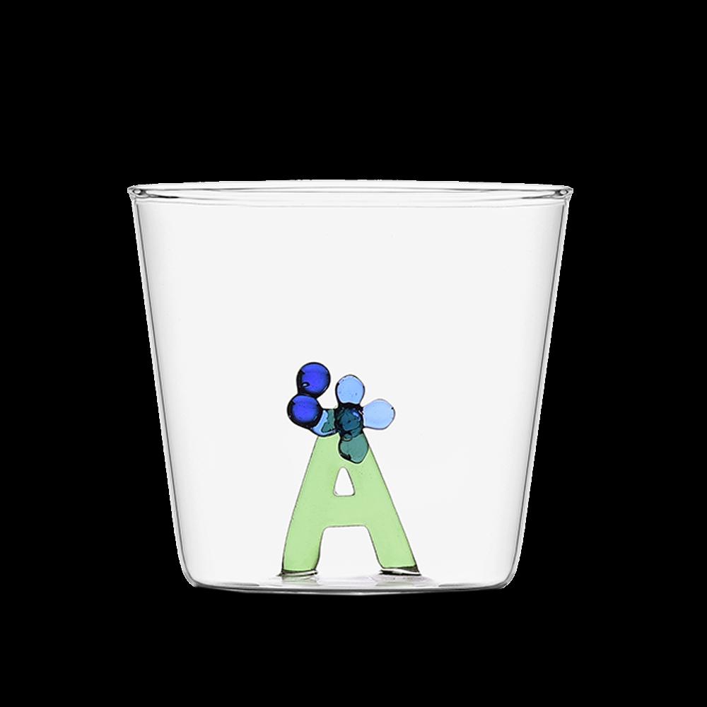 Sbam Design Tumbler Alfabeto Fiorito – bicchiere in vetro Presa