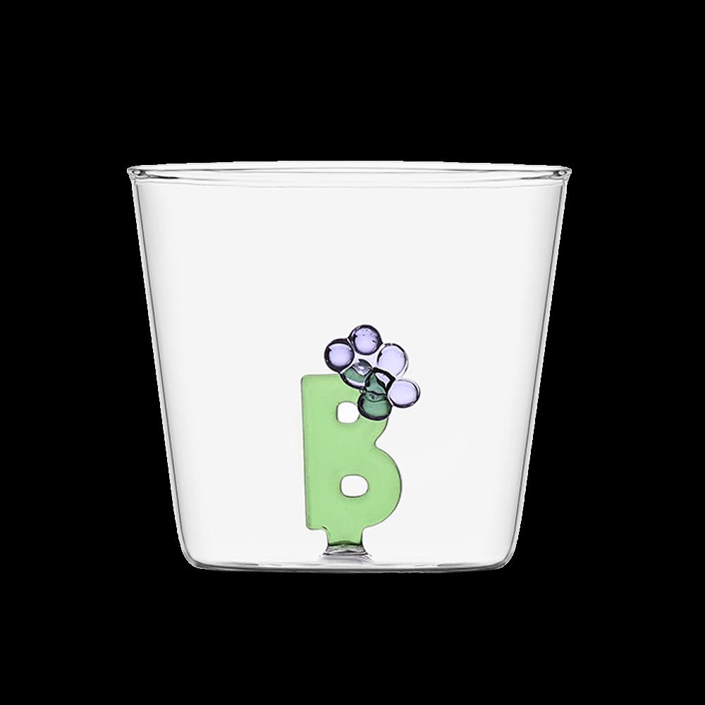 Sbam Design Tumbler Alfabeto Fiorito – bicchiere in vetro Presa