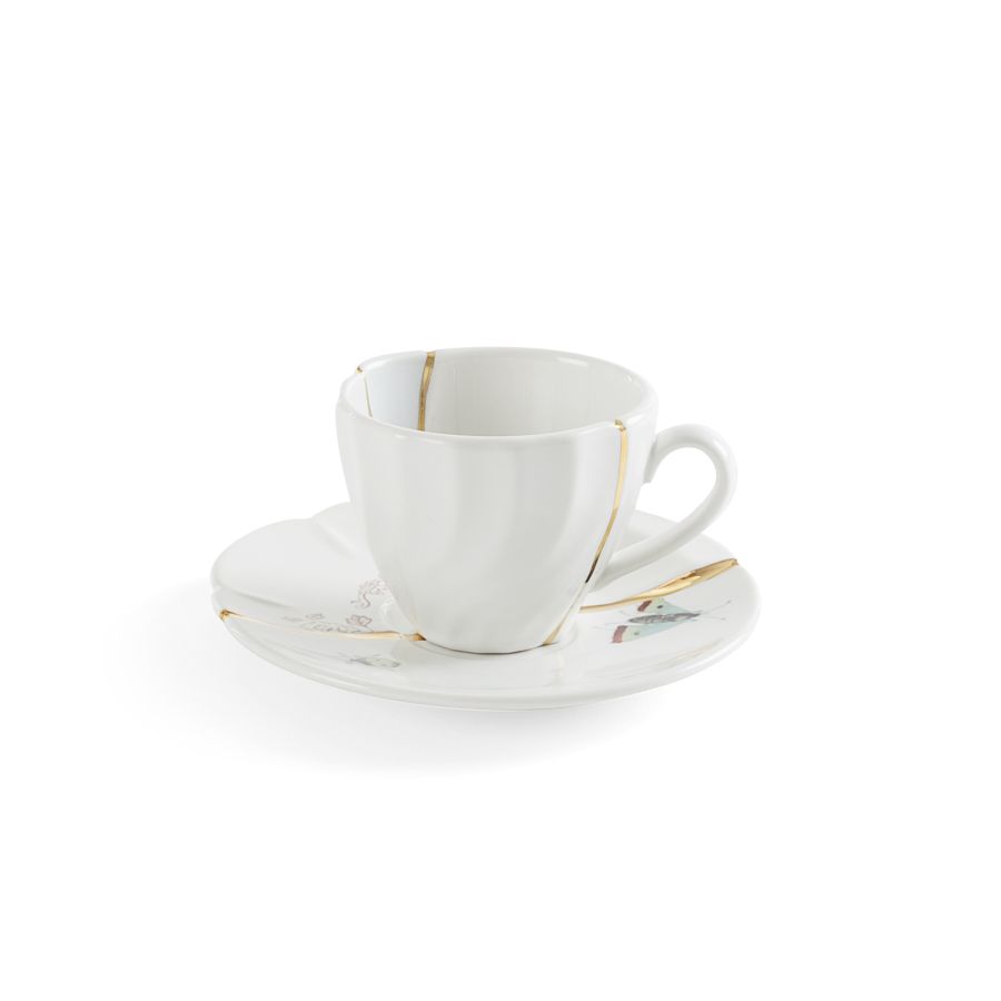 Seletti Kintsugi Coffee cup with saucer In Saldo