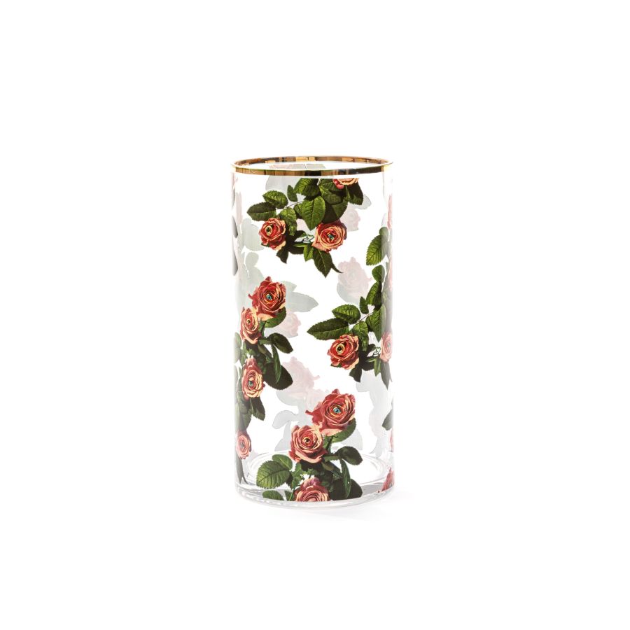 Seletti Glass Vase Roses Cylindrical medium Vendite stagionali