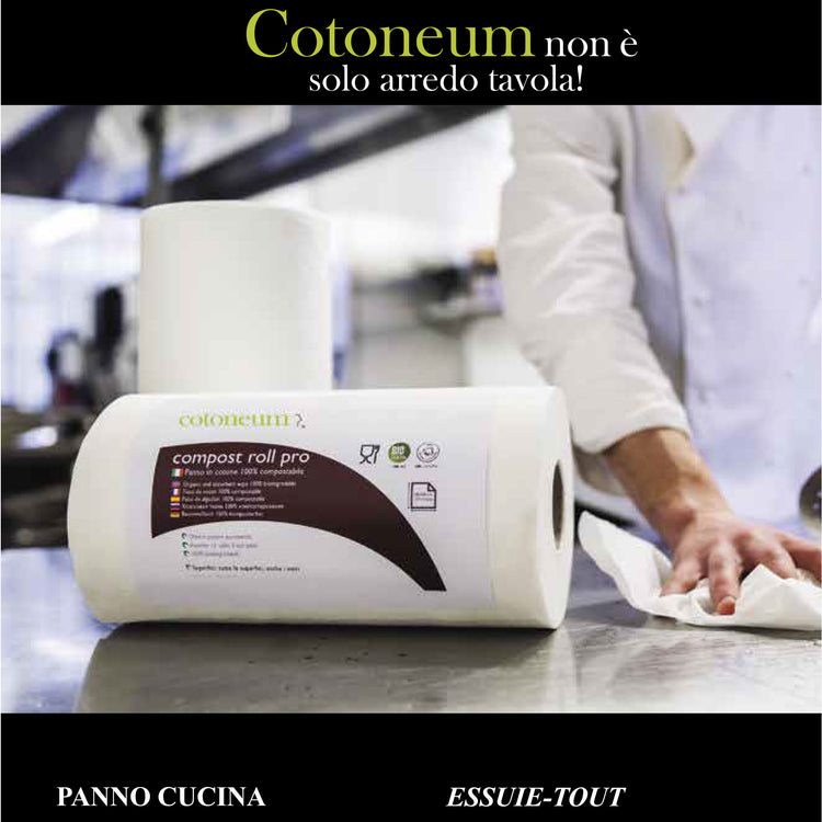 Serafino Zani Rotolo da cucina compostabile CottonOne Bianco