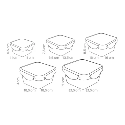 Tescoma SET 5 CONTENITORI QUADRATI Nuova